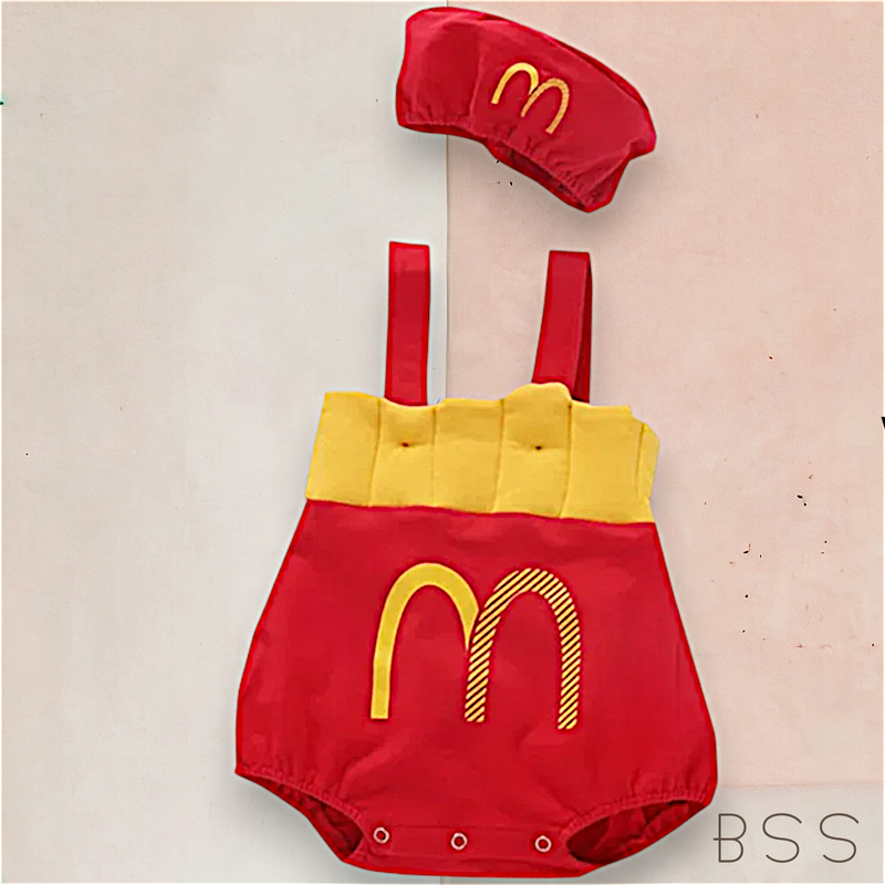 Conjunto Short com Blusa e Suspensório Batata Frita
