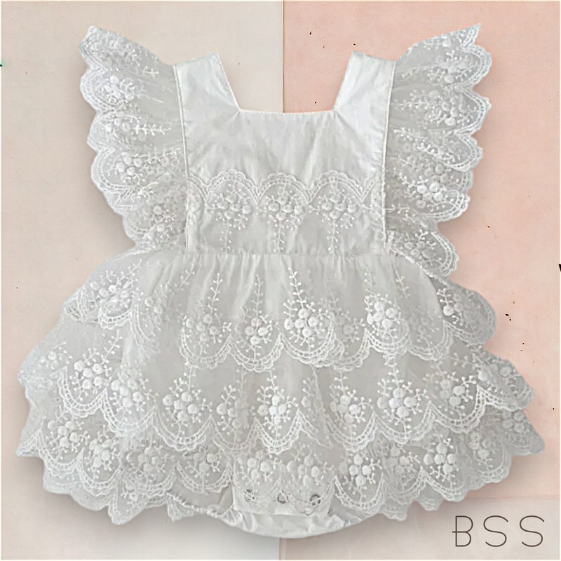 Vestido Infantil Renda Laço e Babados
