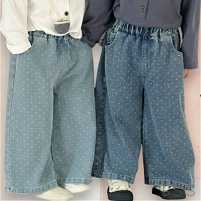 Calça Infantil Jeans Flare Poá