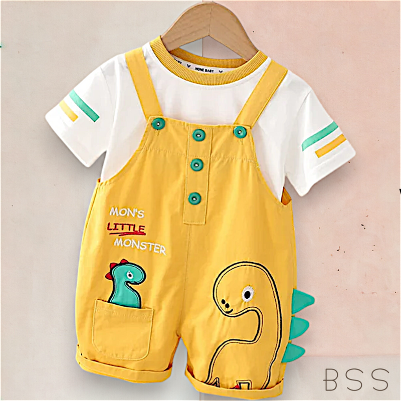 Conjunto Infantil Verão Macacão Dino