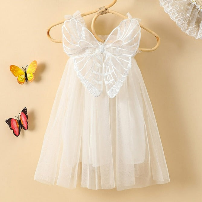 Vestido Infantil Tule Asas Borboleta