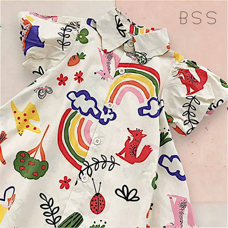 Vestido Infantil Estampado Manga Balonê