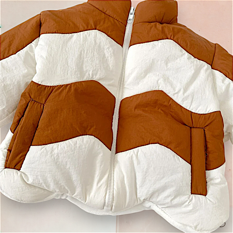 Casaco Infantil com Zíper Bicolor Chevron