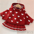 Conjunto Infantil Tricot Corações com Capuz
