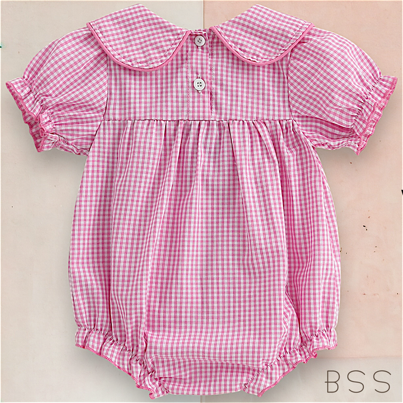 Romper Xadrez Apliques 3D Flores