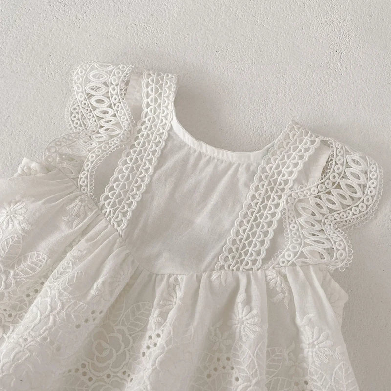 Romper Verão Rendas e Bico Bordado Branco