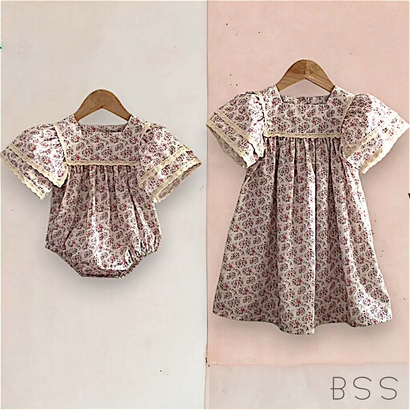 Vestido Infantil Verão Floral Manga Dupla