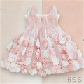 Vestido Infantil Tule Borboleta Flores 3D