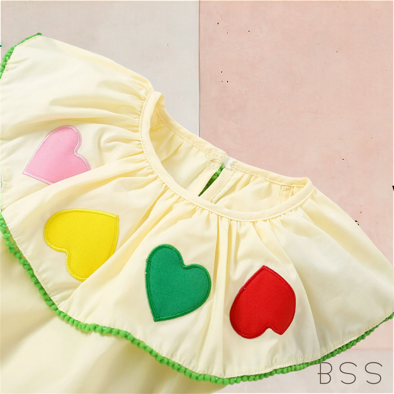 Vestido Infantil Verão Bordado Corações