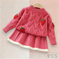 Conjunto Infantil em Tricot Morango
