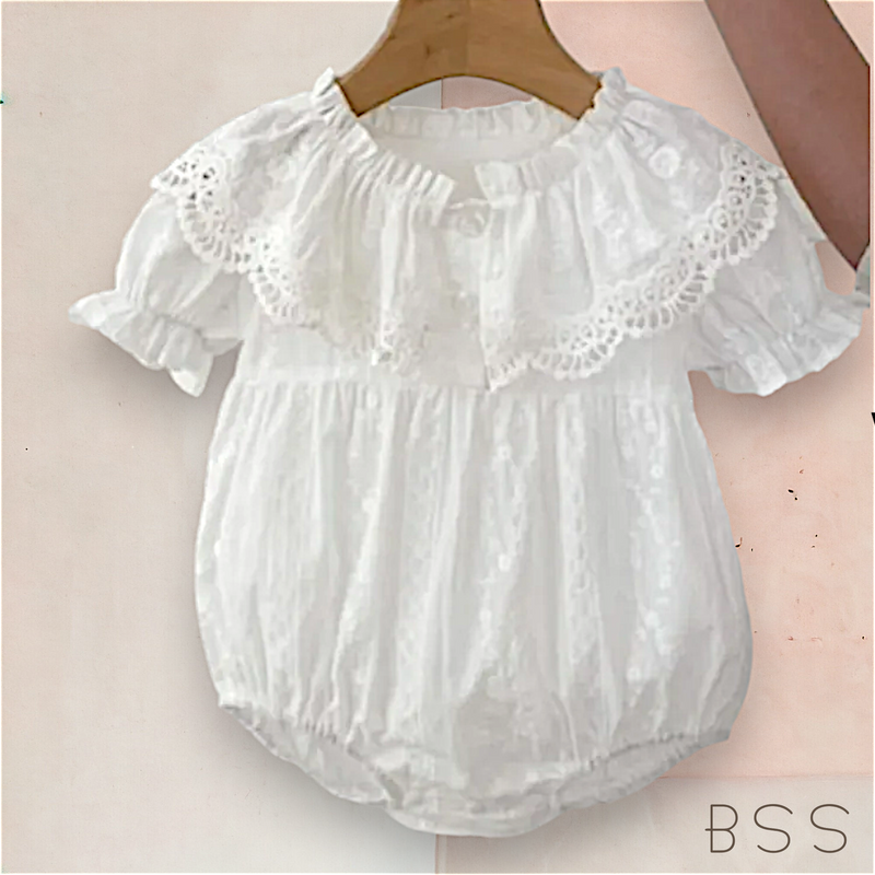 Romper Verão Festa Renda Branco