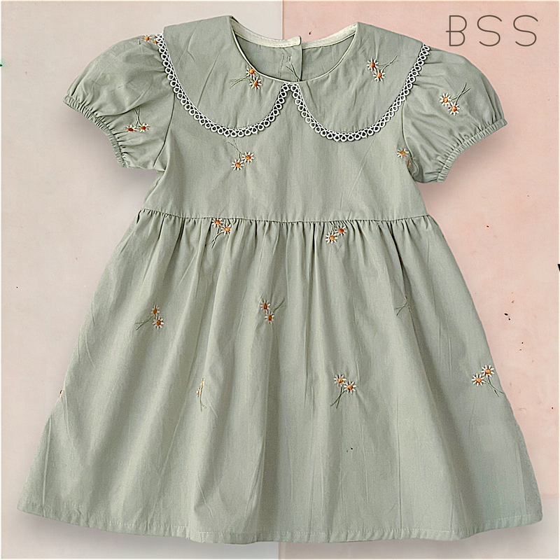 Vestido Infantil Verão Floral Gola Arredondada