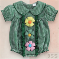 Romper Xadrez Apliques 3D Flores
