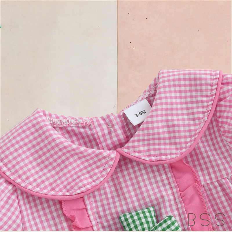 Romper Xadrez Apliques 3D Flores
