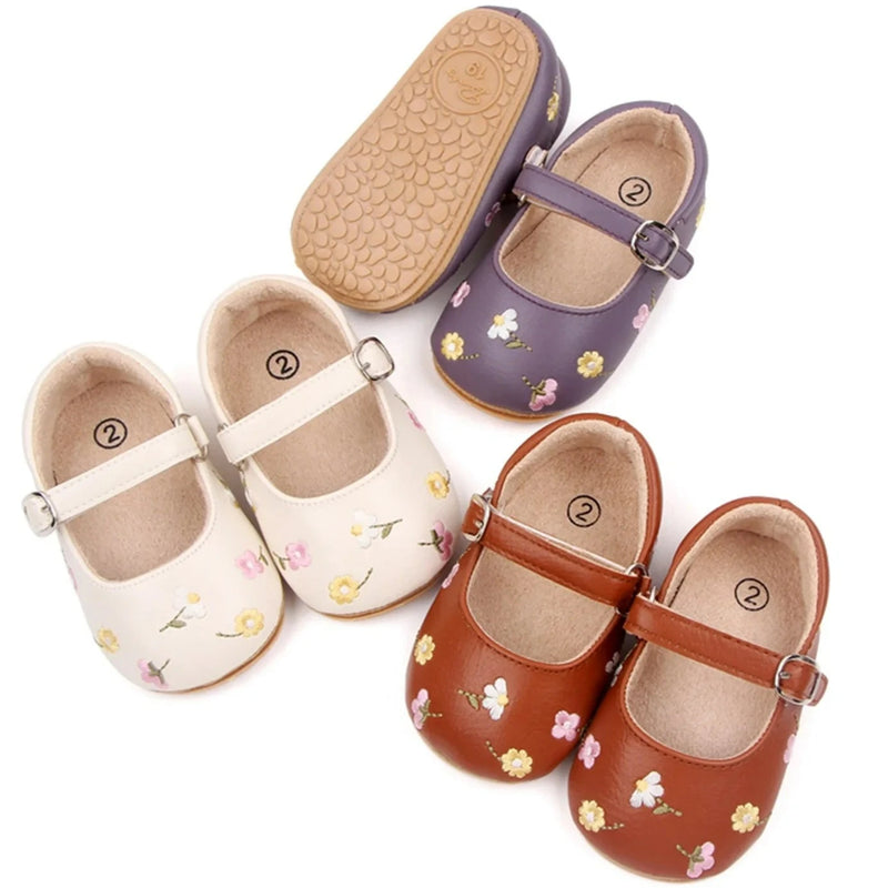 Sapatilha Infantil Bebê Bordada Flores