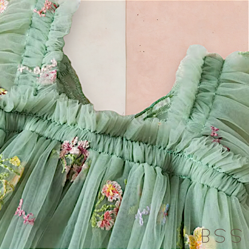 Vestido Infantil Tule Borboletas Jardim Encantado
