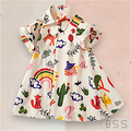 Vestido Infantil Estampado Manga Balonê