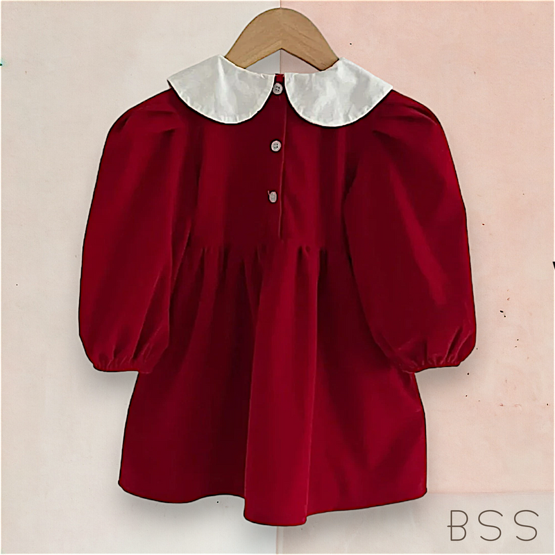 Vestido Infantil em Veludo Rubi