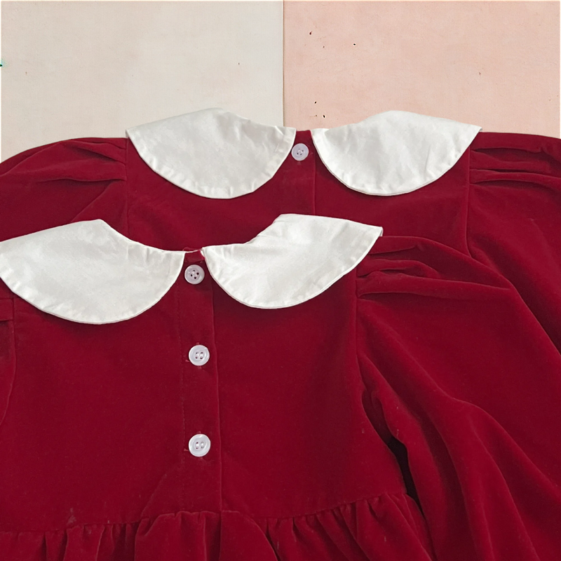 Vestido Infantil em Veludo Rubi