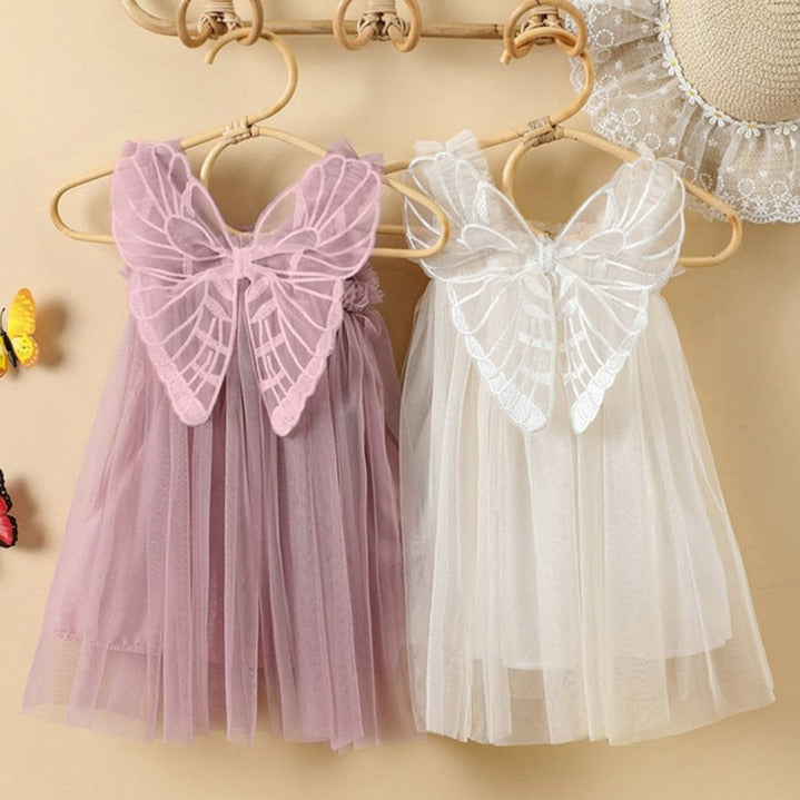 Vestido Infantil Tule Asas Borboleta